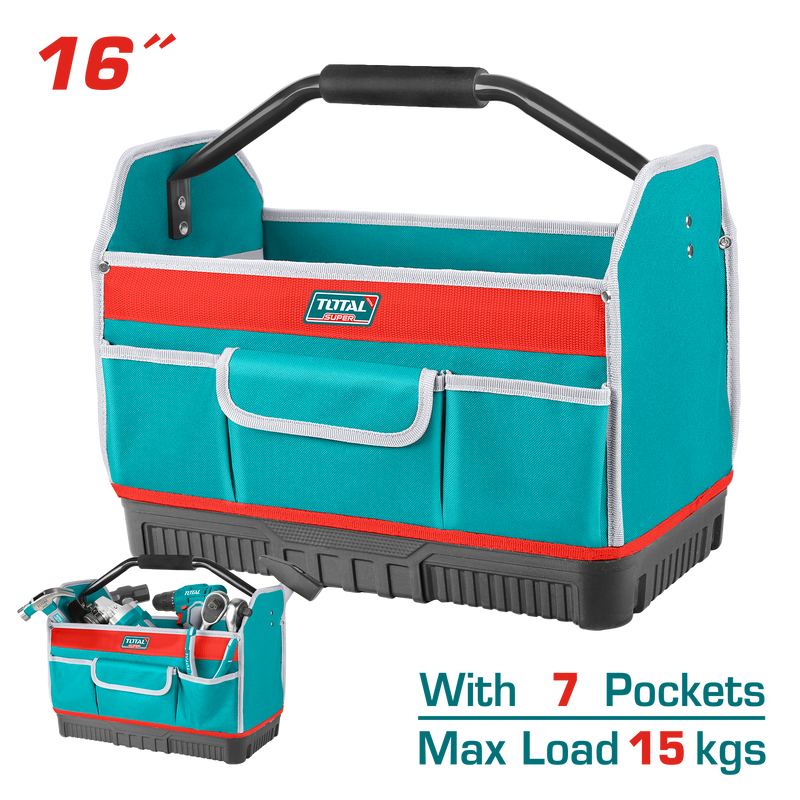 Total tools Industrial Tool bag 16" with  plastic base and  steel handle - THT36L03