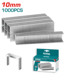 TOTAL TOOLS 10mm staples, 1000pcs, compatible with THT31142, THT31143, THT31146. Durable fastening solution.