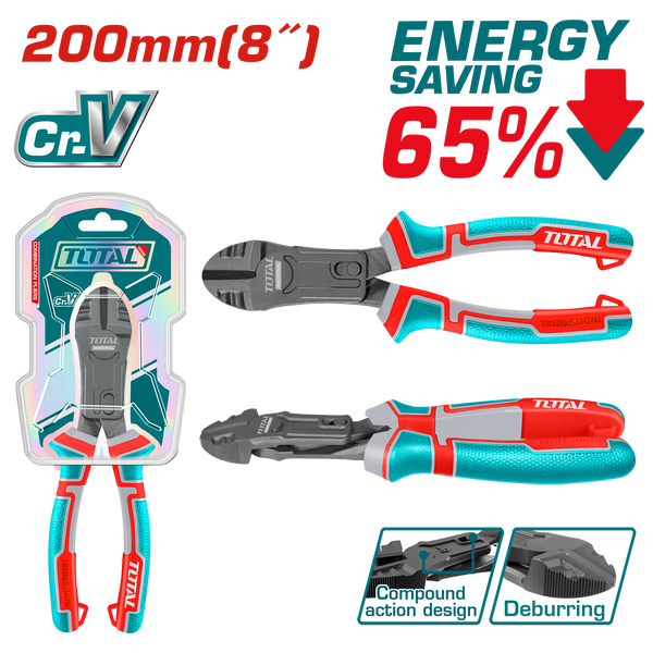 Total tools Compound action diagonal cutting pliers 8 " Energy saving 65%  - THTC530806
