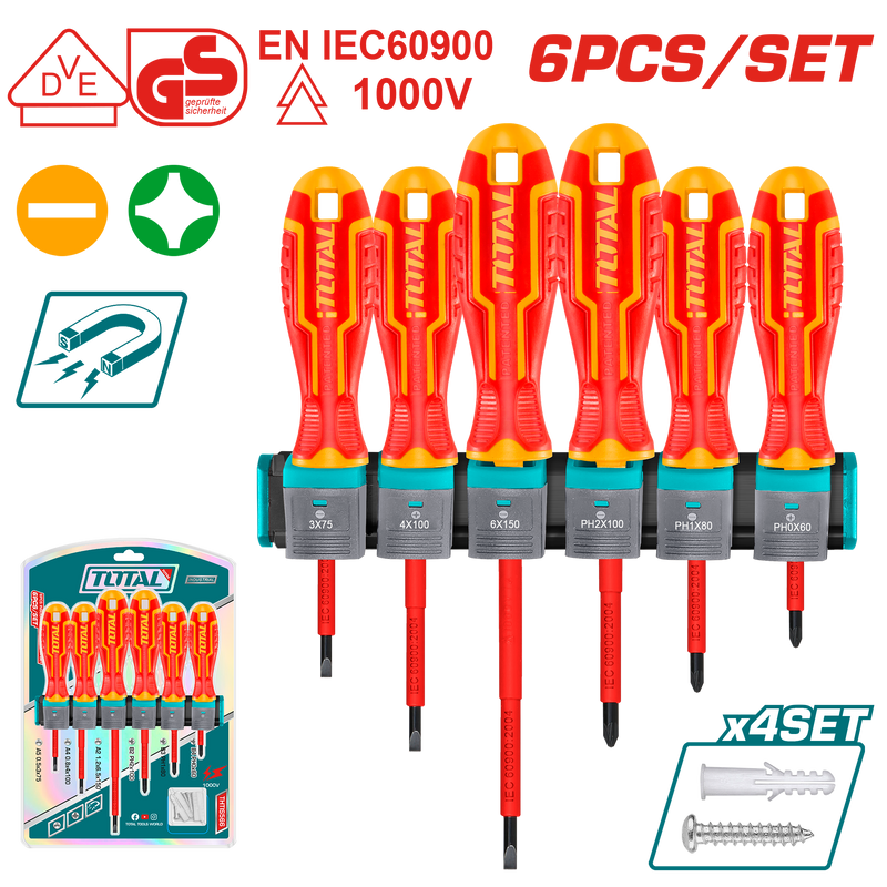 Total tools 6 Pcs insulated screwdriver set - THTIS566