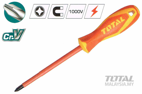 TOTAL TOOLS Insulated Screwdriver PH2 X 100-THTISPH2100