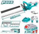 Total tools Lithium-ion hedge trimmer 20V 460 mm with battery and charger - THTLI20461
