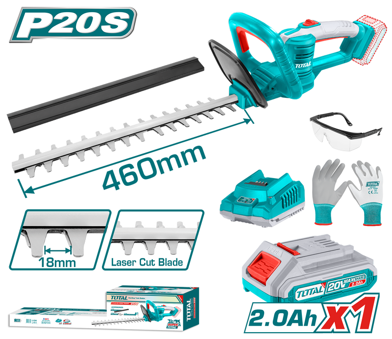 Total tools Lithium-ion hedge trimmer 20V 460 mm with battery and charger - THTLI20461