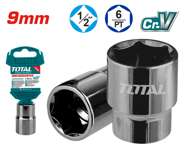 Total tools 1/2" Hexagonal socket 9 mm - THTST12091