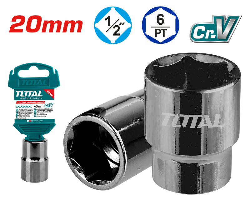 Total tools 1/2" Hexagonal socket 20 mm - THTST12201