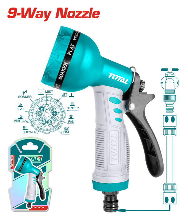 Total tools Plastic trigger nozzle 9-spray patterns - THWS010901