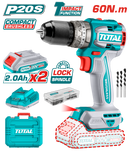 توتال تولز شنيور ومفك دقاق بطارية كومباكت ليثيوم 20 فولت مع 2 بطاريه 2 امبير و شاحن و47 قطعه اكسسوارات / - TIDLI20602