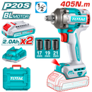 Total Tools 20V Brushless Cordless Impact Wrench 1/2" 405Nm with 2 Batteries (2Ah) and Charger –  TIWLI2045
