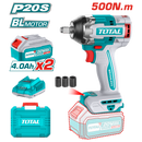  توتال تولز دريل فك وربط لقم بطارية ليثيوم 20 فولت بدون شربون +2 بطاريه 4 امبير + 1 قطعه شاحن /  TIWLI2050