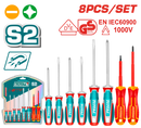 Total Tools 8 Pcs Screwdriver Set (Flat & Phillips) including 2 Insulated Screwdrivers 1000V – TKSDS0836