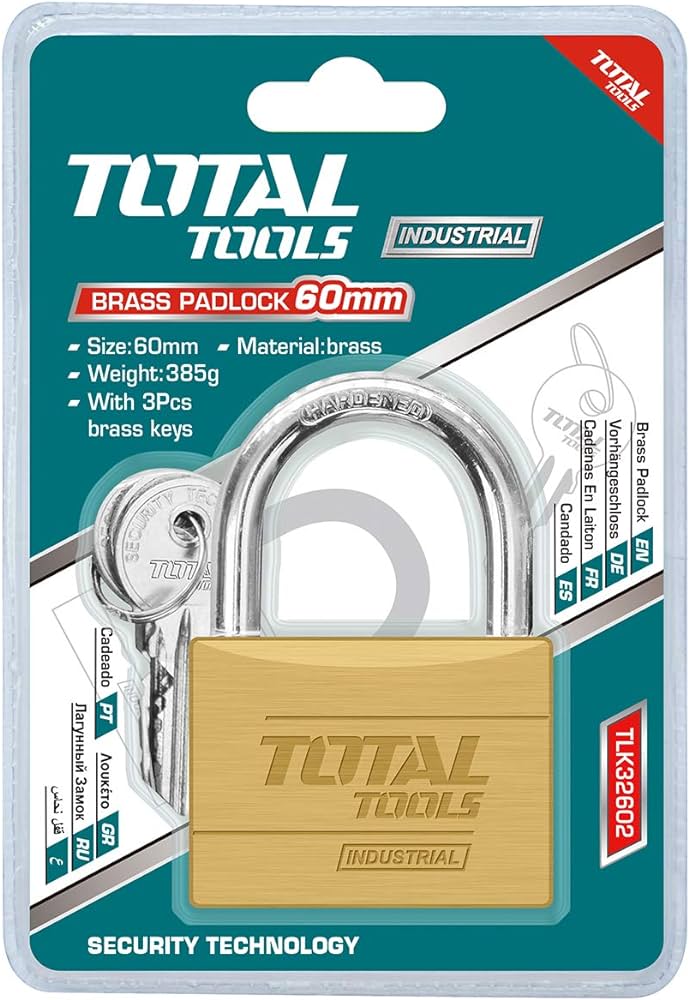 TOTAL TOOLS Heavy duty brass padlock 60mm - TLK32602