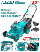 Total tools Cordless lawn mower 20 inch 40V  without Battery and charger - TLMLI4020