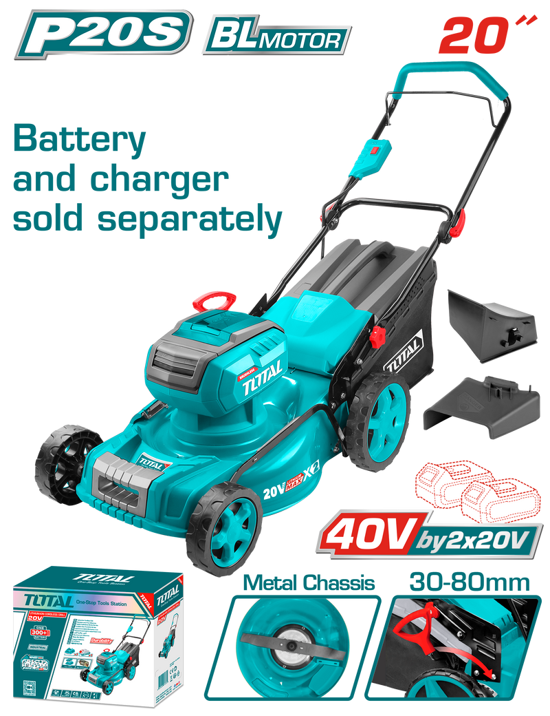 Total tools Cordless lawn mower 20 inch 40V  without Battery and charger - TLMLI4020