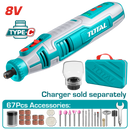 توتال تولز مينى كرافت بطارية 8 فولت + 67  قطعة اكسسوارت - TMGLI0801 
