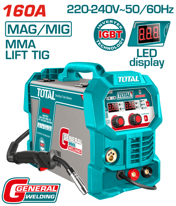 Total Tools Inverter Welding Machine 160A 220V – Electrode 1.6–4.0mm - TMGT16058
