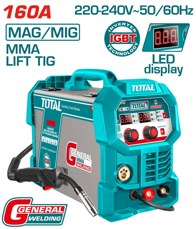 Total Tools Inverter Welding Machine 160A 220V – Electrode 1.6–4.0mm - TMGT16058