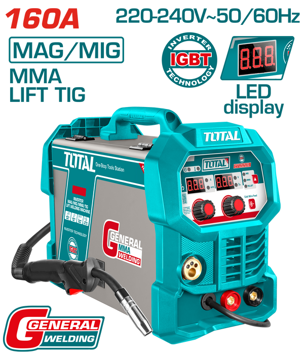 Total Tools Inverter Welding Machine 160A 220V – Electrode 1.6–4.0mm - TMGT16058