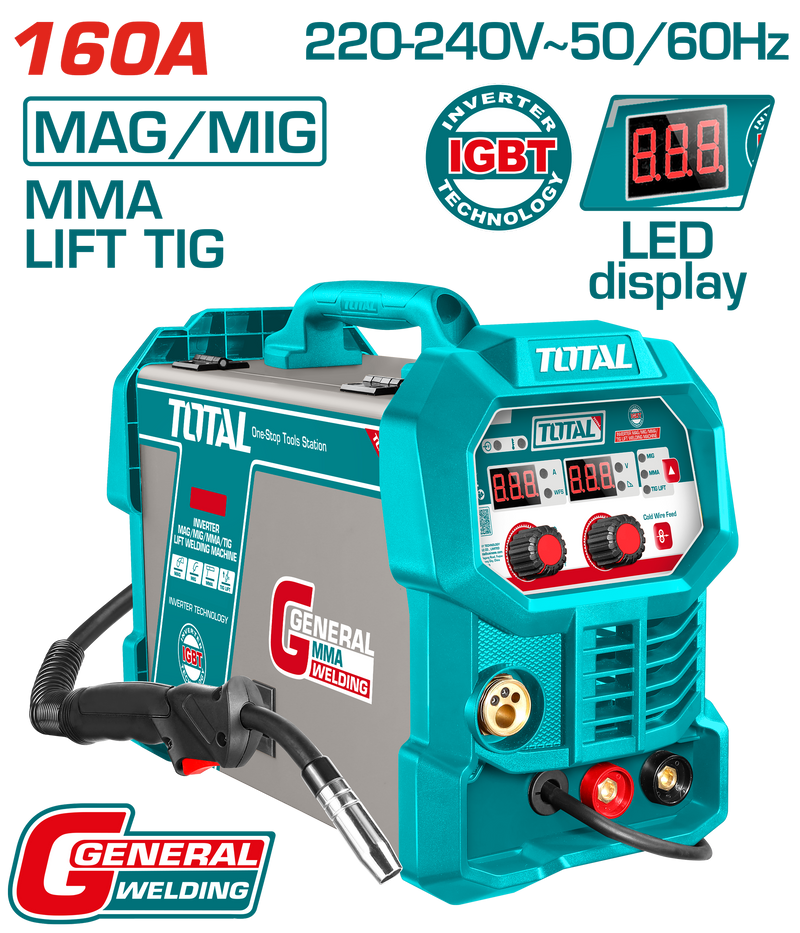 Total Tools Inverter Welding Machine 160A 220V – Electrode 1.6–4.0mm - TMGT16058
