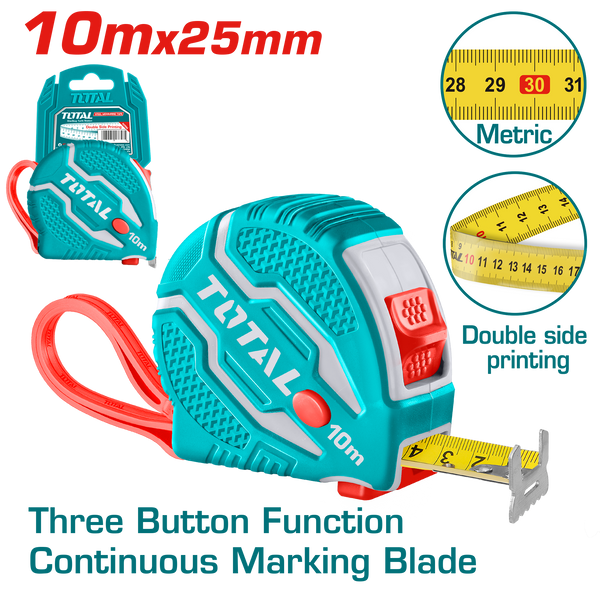 TOTAL TOOLS Steel measuring tape 10m x 25mm - TMT126101M