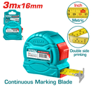 توتال تولز  متر قياس  3 متر × 16 مم  شريط قياس معدن ( مم / بوصه ) TMT34316   