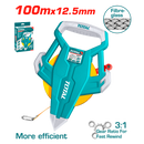 توتال تولز متر قياس فايبر شريط 100 متر × 12.5 مم بكاوتش للحماية  TMTF131006 
