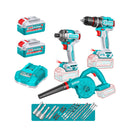 توتال تولز طقم كومبو بطارية 20 فولت 3*1 ( شنيور دقاق و بلاور  و دريل 1/4 بوصة ) + 2 بطارية و شاحن - TOSLI250883