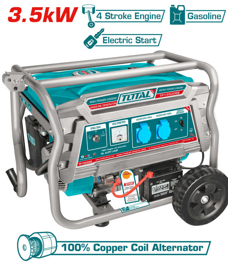 Total Tools Gasoline Generator 3.5kW 15L Tank – TP135006E