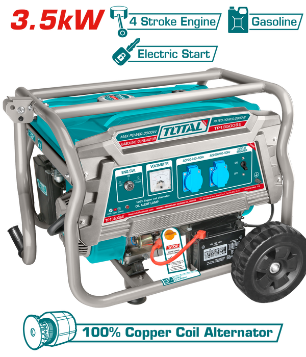 Total Tools Gasoline Generator 3.5kW 15L Tank – TP135006E