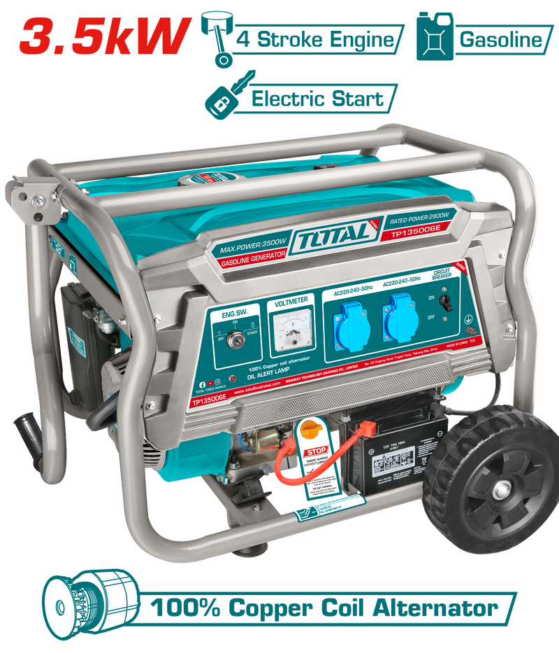 Total Tools Gasoline Generator 3.5kW 15L Tank – TP135006E