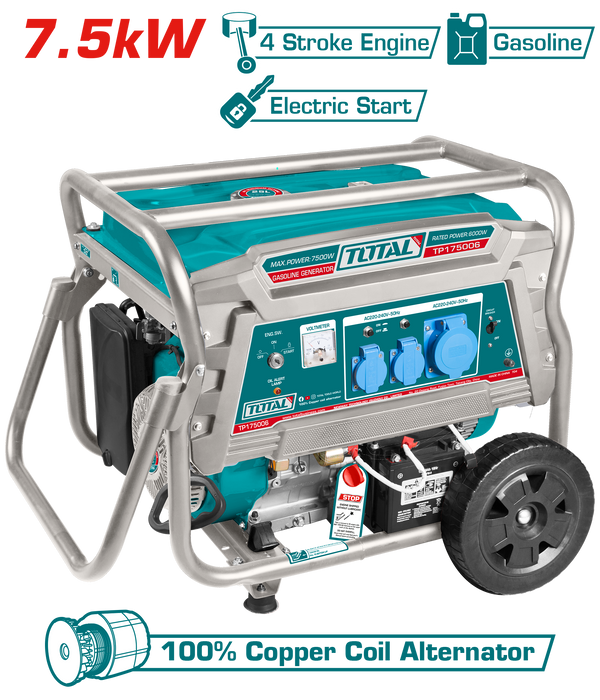 Total Tools Gasoline Generator 7.5kW 16HP 25L Tank – TP175006