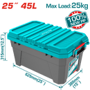 TOTAL TOOLS Plastic Tool Box, 25", 45kg Load Capacity - TPBX0252