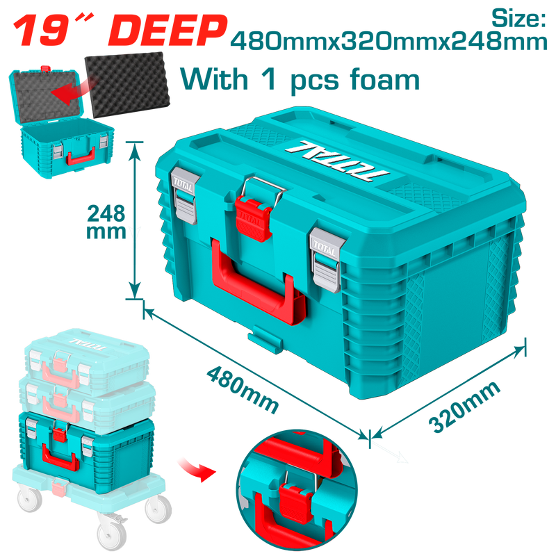 توتال تولز شنطة عدة بلاستيك  19 بوصة  عمق  248 مم  فابله  للتركيب  - TPBXS103