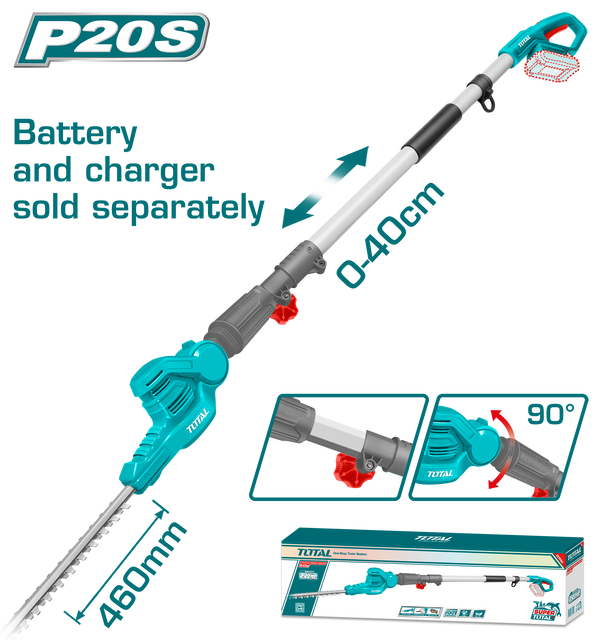 Total tools Cordless pole hedge trimmer 20V without Battery and charger - TPHT201601