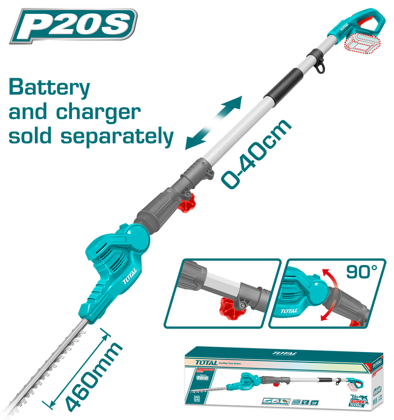 Total tools Cordless pole hedge trimmer 20V without Battery and charger - TPHT201601