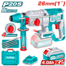 توتال تولز هيلتى بطارية 26 مم 20 فولت  2.5 جول  + 2 بطاريه 4 امبير و شاحن - TRHLI202682 
