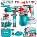 Total Tools 20V Cordless SDS Max Rotary Hammer 4.5J + 2 × 5.0Ah Batteries and Charger + Drill Bit Set – TRHLI202885