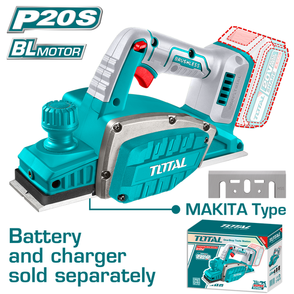 Total tools Cordless planer 82 mm 20 volt  without  battery and charger - TRLI20401