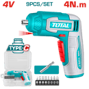 Total Tools 4V Cordless Screwdriver + 8 Pcs Bits – without Charger – TSDLI0458