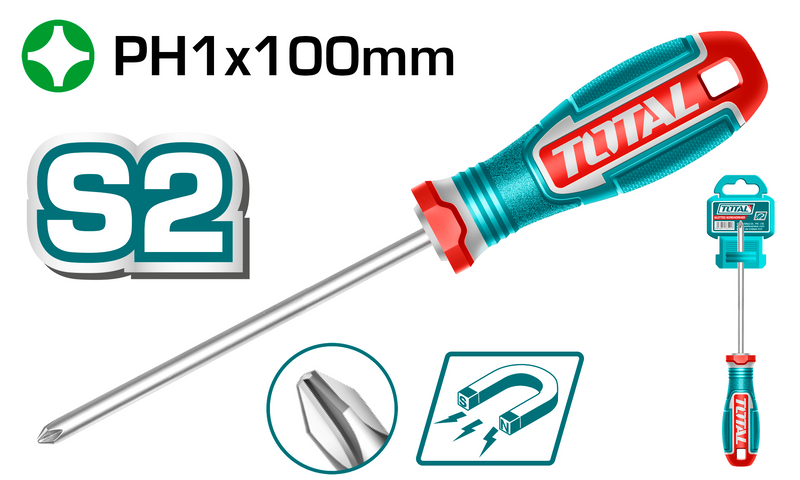 Total tools Phillips screwdriver PH1 X 100 mm -  TSDPH1100