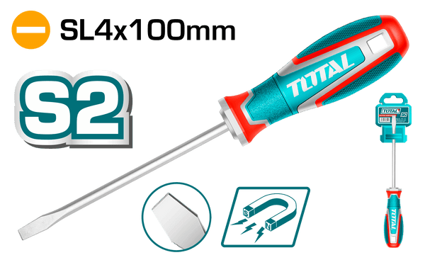 Total Tools Slotted Screwdriver S2 4mm × 100mm – TSDSL4100