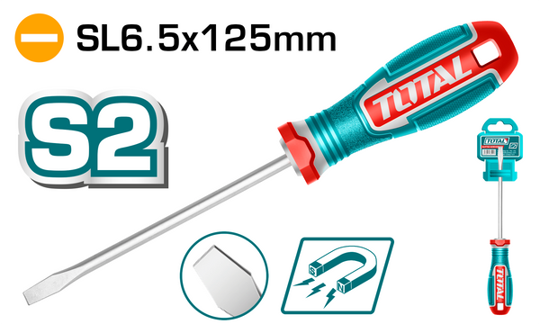 Total tools Slotted screwdriver 6.5 mm X 125 mm -  TSDSL6125