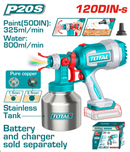 Total Tools Cordless Paint Spray Gun 20V Stainless Container 800ml – without Battery & Charger –  TSGLI20041