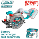 توتال تولز صينية منشار  براشليس  5.5  بوصه 140 مم  بطارية 20 فولت  بدون بطارية و شاحن  TSLI1402 
