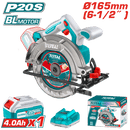 توتال تولز  منشار صينيه بطارية 6.5 بوصه 20 فولت 4 امبير عمق القطع  55 مم + بطاريه و شاحن - TSLI16521