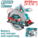 Total Tools 20V Cordless Circular Saw 7.25" (185mm) – without Battery and Charger – TSLI1851