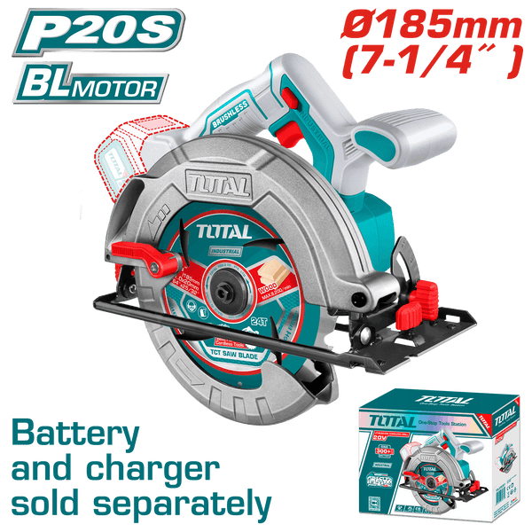 Total Tools 20V Cordless Circular Saw 7.25" (185mm) – without Battery and Charger – TSLI1851