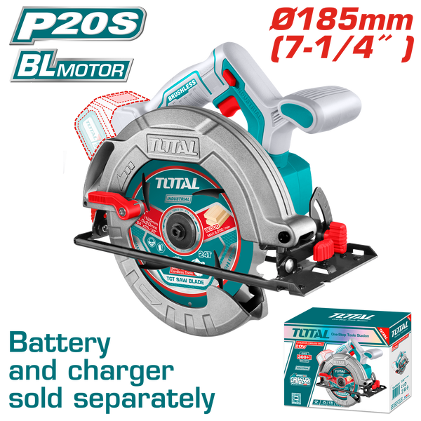 Total Tools 20V Cordless Circular Saw 7.25" (185mm) – without Battery and Charger – TSLI1851