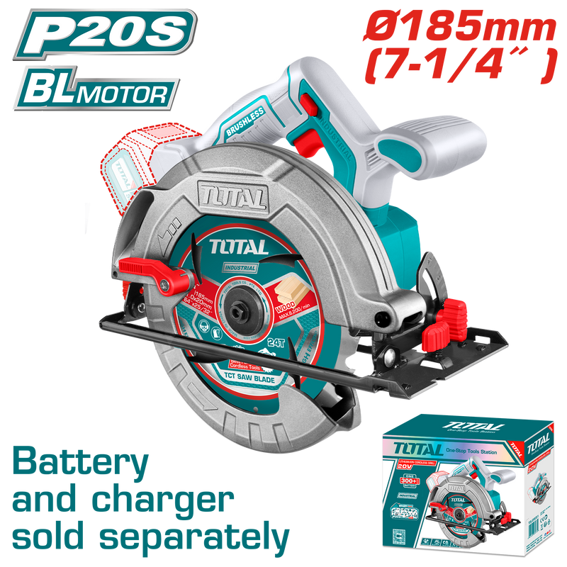 Total Tools 20V Cordless Circular Saw 7.25" (185mm) – without Battery and Charger – TSLI1851