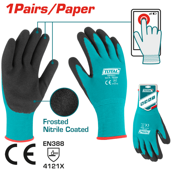 Total Tools XL Nitrile Frosted Polyester Lined Gloves – TSPTG01
