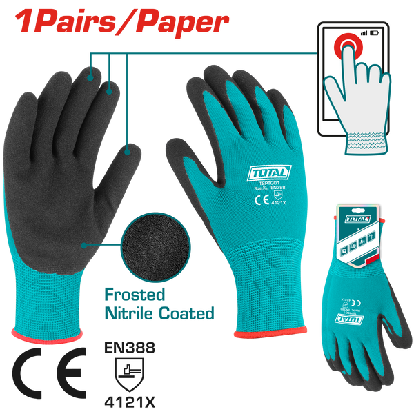 Total Tools XL Nitrile Frosted Polyester Lined Gloves – TSPTG01